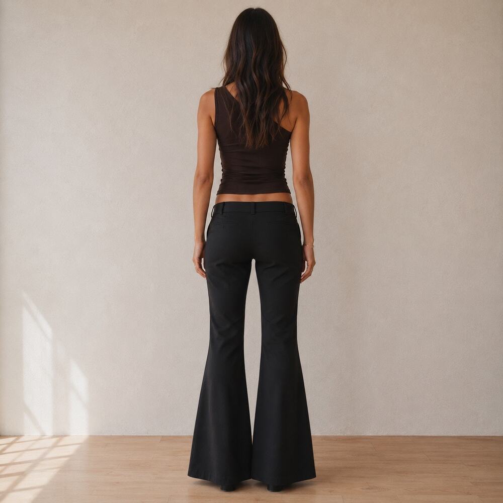 Heza Y2K Low Rise Flared Black Office Siren Indie Sleaze Pants Size 4 - Picture 2 of 8